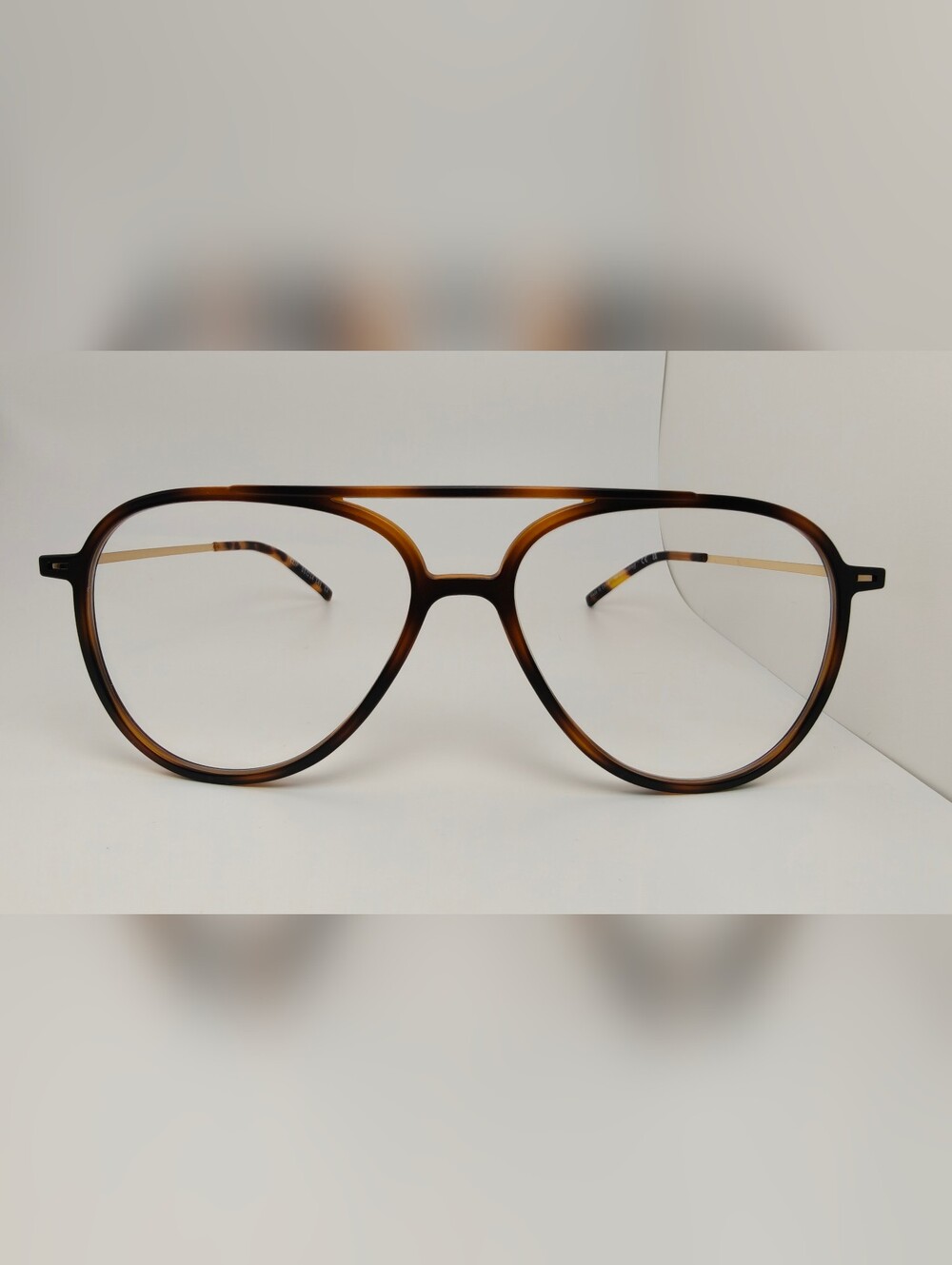 Clip. Tortoiseshell Aviator Eyeglass Frames. Unique Hinge.